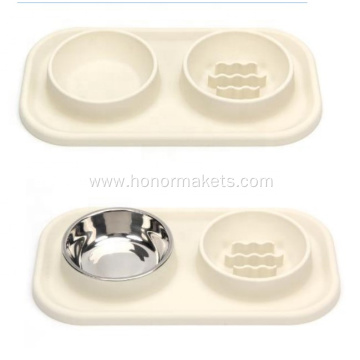 Silicone pet food bowl with SS bowl